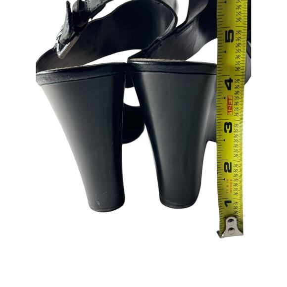 Franco Sarto Georgette Sandals Wedge Heel Open Toe Black Leather Womens US 7.5M - Picture 5 of 9